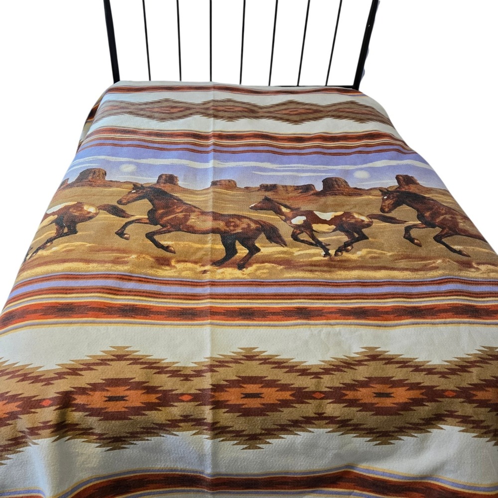 Oversized Western Horse Blanket Southwestern Ranch Felted Polyester 87x102